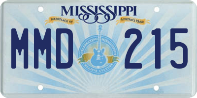 MS license plate MMD215
