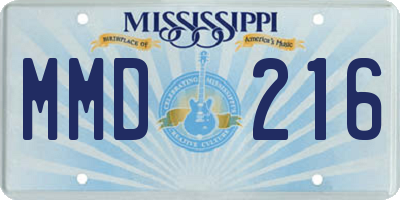 MS license plate MMD216
