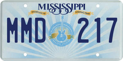 MS license plate MMD217