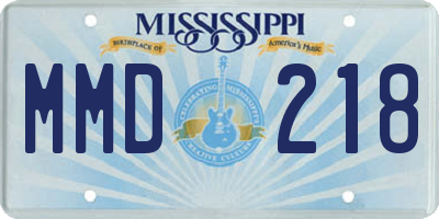MS license plate MMD218