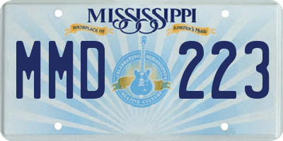 MS license plate MMD223