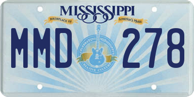 MS license plate MMD278