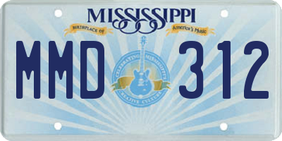 MS license plate MMD312