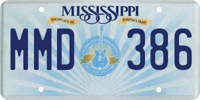 MS license plate MMD386