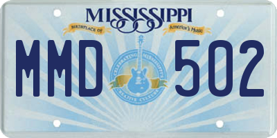 MS license plate MMD502