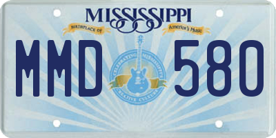 MS license plate MMD580