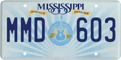 MS license plate MMD603