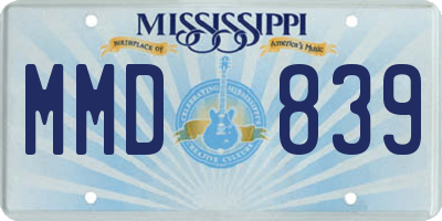 MS license plate MMD839