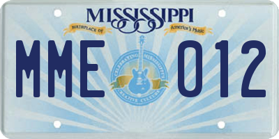 MS license plate MME012
