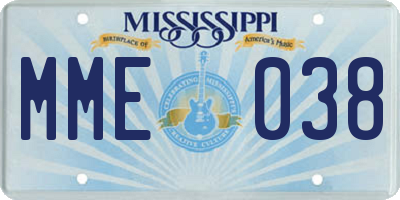 MS license plate MME038