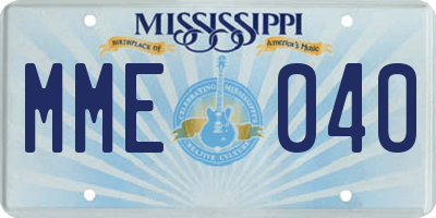 MS license plate MME040