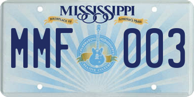MS license plate MMF003