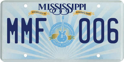 MS license plate MMF006