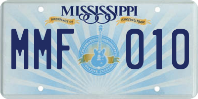 MS license plate MMF010