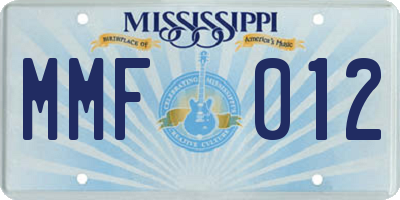 MS license plate MMF012