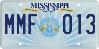 MS license plate MMF013