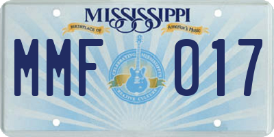MS license plate MMF017