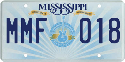 MS license plate MMF018