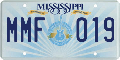 MS license plate MMF019