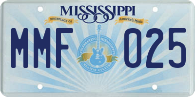 MS license plate MMF025