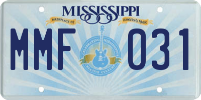 MS license plate MMF031