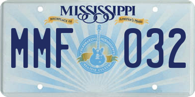 MS license plate MMF032