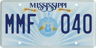 MS license plate MMF040