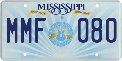 MS license plate MMF080