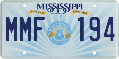 MS license plate MMF194