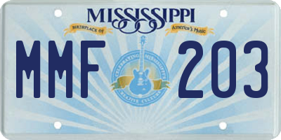 MS license plate MMF203
