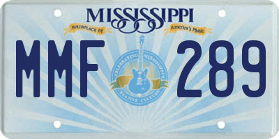 MS license plate MMF289