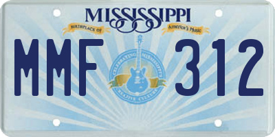 MS license plate MMF312