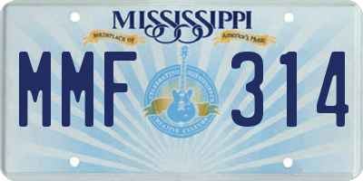 MS license plate MMF314