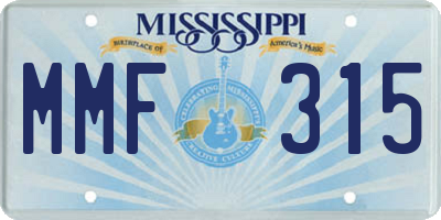 MS license plate MMF315
