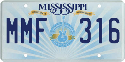 MS license plate MMF316