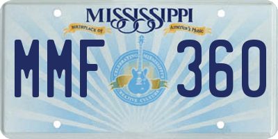 MS license plate MMF360
