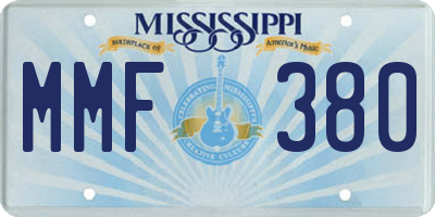 MS license plate MMF380