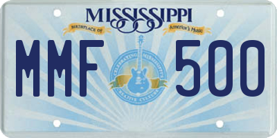MS license plate MMF500