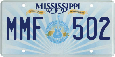 MS license plate MMF502
