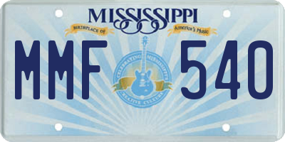 MS license plate MMF540