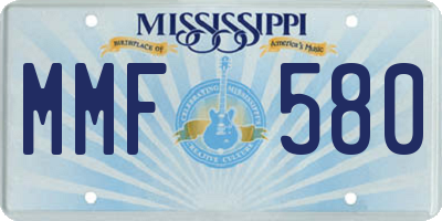 MS license plate MMF580