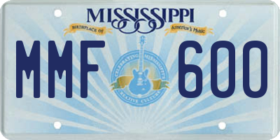 MS license plate MMF600