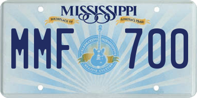 MS license plate MMF700