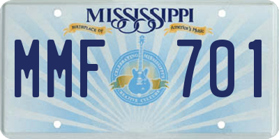 MS license plate MMF701