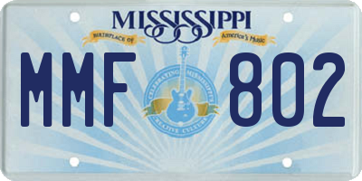MS license plate MMF802