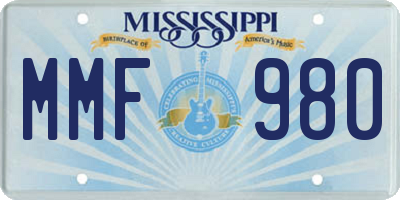 MS license plate MMF980