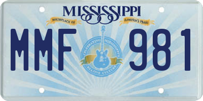 MS license plate MMF981