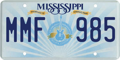 MS license plate MMF985