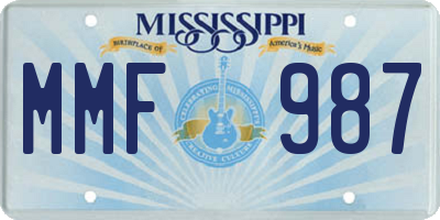 MS license plate MMF987