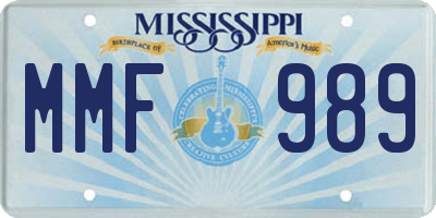 MS license plate MMF989